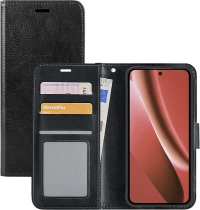 Hoesje - Met Pasjeshouder - Geschikt voor Google Pixel 10a - Luxe Bookcase Portemonee - Flip Case - Kunstleer Book Case - Flipcase - Book Cover - Walletcase - Portemonneehoes - Zwart