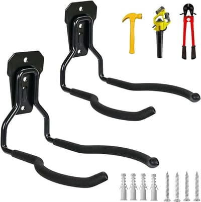 Hanger voor Tuingereedschap, Wandhaak voor Grasmaaier en Bosmaaier, Opslagoplossing voor Tuinaccessoires 2 stuks
