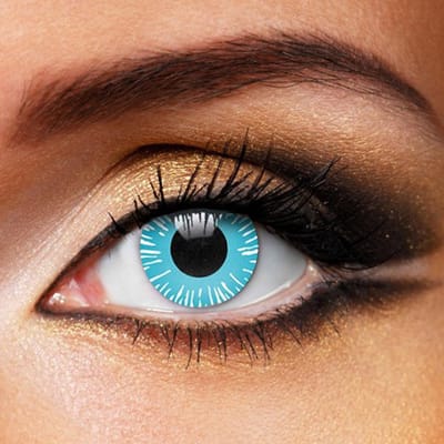 Partylens® blauwe kleurlenzen - Azura Blue - zachte jaarlenzen met lenshouder - Halloween - Cosplay