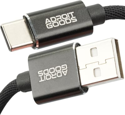 AdroitGoods USB-A naar Type-C kabel USB 2.0 met 2.4A snel laden - 1m - Aluminium Connector – Duurzame Data- & Laadkabel