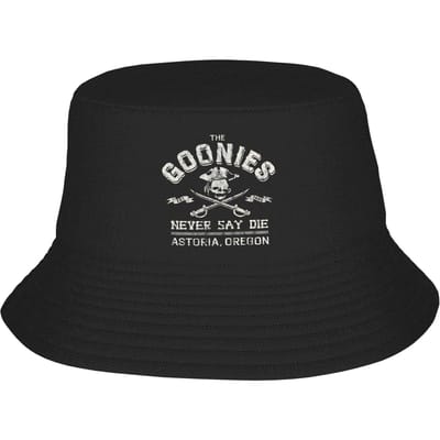 The Goonies Vintage Rond 1985 Bucket Hat Streetwear Vissersmutsen Voor Mannen Vrouwen Strand Reizen Zonnehoeden Opvouwbare Grafische Pet One Size black