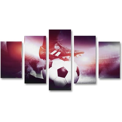 Voetbal Sport Canvas Schilderij 5 Panelen Gedrukte Afbeelding Wandkunst Huis Kantoor Slaapkamer Decoratie (S) S gray