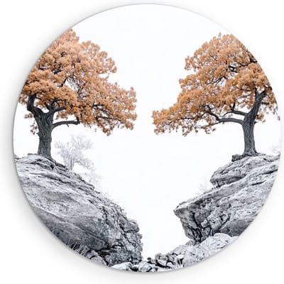 Saammp Muurcirkel Hout - Natuur - Rotsen - landschappen - Ø 90 - Wandcirkel - Wanddecoratie Cirkel - Muurdecoratie Woonkamer - Slaapkamer decoratie - Rond Schilderij