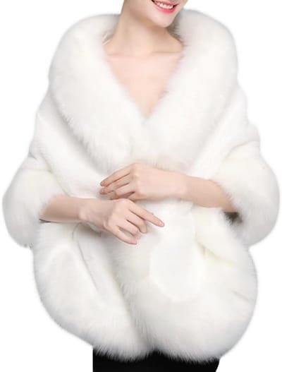 Elegante witte faux fur sjaal voor bruiden - Schoudercape en bolero voor trouwoutfits en toastkleding