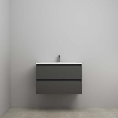 On-Line Onderkast - 60 cm - Voorgemonteerd - Acryl Wastafel - 1 Kraangat - Mat Antraciet