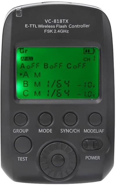 Store_8 - VC-818TX Trigger - Draadloze TTL-flitszender - Maximale Ondersteuning 1 8000s - 8 Kanalen - E-TTL II - Geschikt voor Fotografie - Kleur: ...