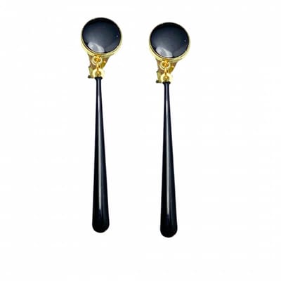 Clip oorbellen -lang -zwart- emaille- fayette- geen gaatje- Charme Bijoux