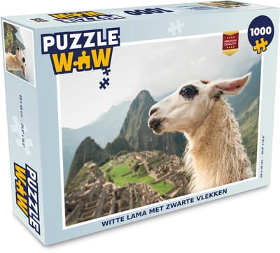 Puzzel Lama - Machu Picchu - Wit - Legpuzzel - Puzzel 1000 stukjes volwassenen