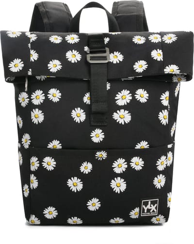 SALE: YLX Original rugzak voor kinderen. Daisy in Zwart. Gemaakt van gerecyclede plastic flessen. Eco-vriendelijk. Rugzak - schooltas - meisje - basisschool - madeliefjes - bloemenprint