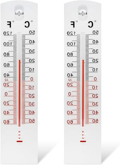 Wandthermometers Set - Kamertemperatuur Monitoren - Temperatuur Meten - Binnen en Buiten - 2 Stuks - Wit