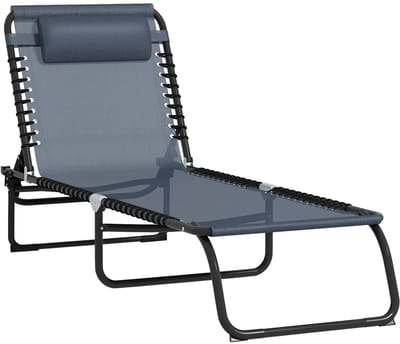 Opvouwbare ligstoel, tuinstoel met 4-voudig verstelbare rugleuning, weerbestendige campingstoel met een draagvermogen tot 120 kg, voor tuin, strand en zwembad, grijs