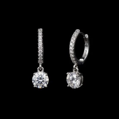 Victoria Valenza 925 Sterling Zilveren Oorbellen met Zirkonia Stenen - Oorringen - 925 sterling zilver - Zilverkleurig - Zirkonia