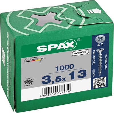 Spax spaanplaatschroef vz pk 3.5x13mm pz2