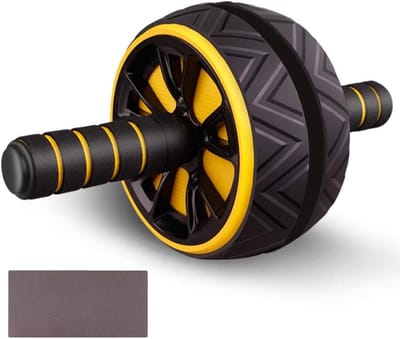 Ab Wheel Roller - Buikspier Trainer - Core Training - Automatische Terugslag - Tot 400kg - Geel