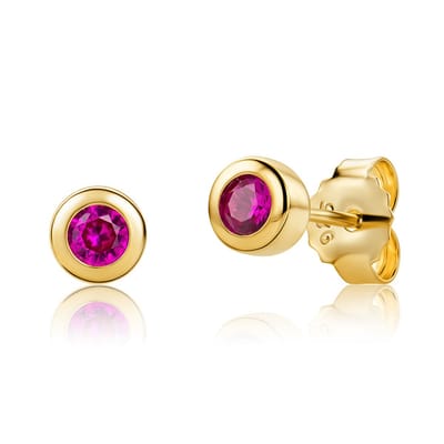 Miore Oorbellen Dames - Robijn - Zilver & 18 Karaat Verguld - Hypoallergene Studs