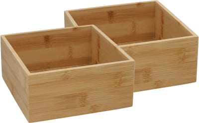 Gerimport Lade organizer - 2x - bamboe hout - 15 x 15 x 7 cm - bakje - kast organizer - organizer - doos