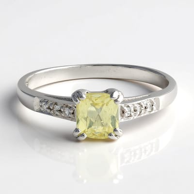 Cavill - Elegante damesring 925 Sterling Zilver - 0,69 ct Xia Apatiet - 0,04 ct witte topaas - Braziliaanse edelsteen pavé zetting