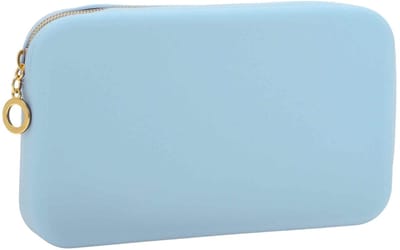 Dailygoods- Make-upkwastenorganizer Draagbaar - Siliconen Organizer - Cosmeticatas - 20 x 12 x 3,2 cm - Lichtblauw - Wasbaar en Duurzaam