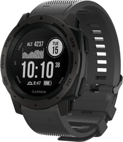 Shop4 - Geschikt voor Garmin Instinct Bandje (ook Solar) - Siliconen Zwart