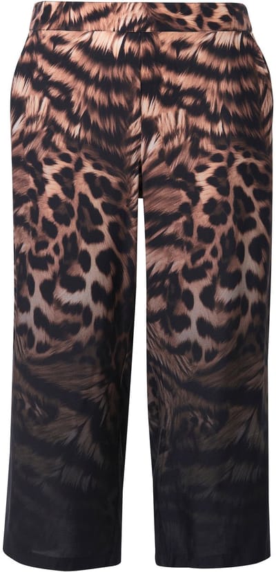MIAMODA - Dames - Culotte wijde rechte pijpen patch met luipaardmotief - Champagne - Maat 42
