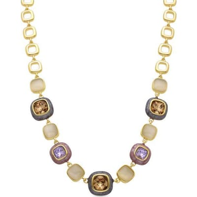 Luxenter Multicolour Zirkonia collier afgewerkt in 18k geelgoud - Drogolo