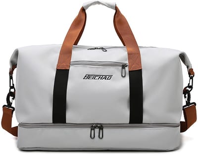 Weekendtas Handbagagetas lichtgrijs- Reistas Sporttas - 30L - Met schoenenvak en nat-droog scheiding