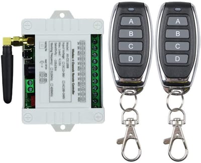 4 Kanaals Draadloze Afstandsbediening Schakelaar 12V-36V voor Verlichting, Motor of Garagedeur