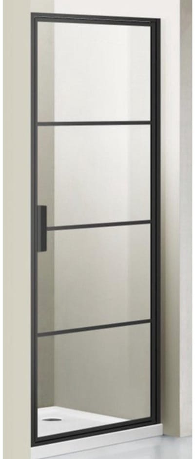 FugaFlow Efficiente Vetro Douchedeur - 80x200cm - frame lines buitenzijde - anti kalk - mat zwart