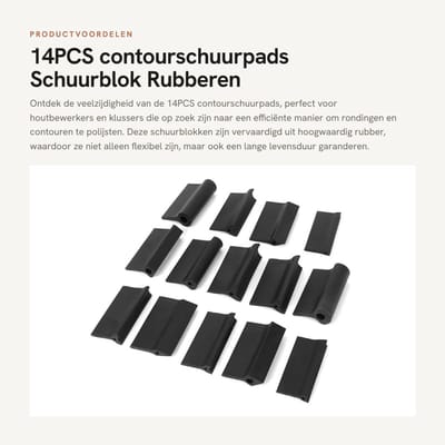 Dailygoods- Schuurpad Set van 14 - Rubberen Schuurblokken - Flexibele Contourpolijstpad - Houtbewerkingsgereedschap - Duurzaam - Voor Rondingen