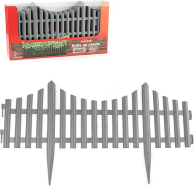 4x stuks flexibele graskant/tuin rand/kantopsluiting hekjes delen van 60 cm lichtgrijs - 33 cm hoog incl pinnen