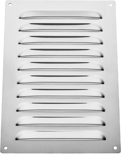SOTECH ventilatierooster 165 x 230 mm echt geborsteld roestvrij staal met insectenwering Afvoerrooster, ventilatierooster om vast te schroeven