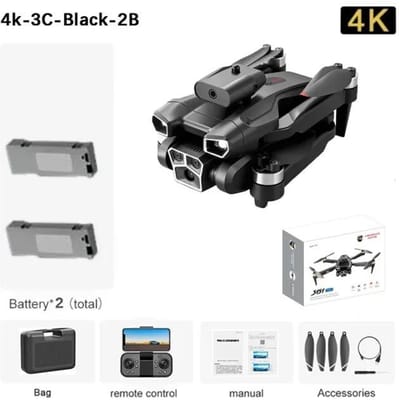 2025 UAV 8K HD Drie-camera Borstelloos Intelligent Obstakel Vermijden 5G Wifi FPV Optische Stroom Positionering GPS Zweven Borstelloze Quadcopter 4k 2 battery zwart