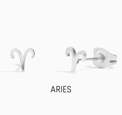 Maevi® Sterrenbeeld Oorbellen - Ram/Aries - Kleur: Zilver - RVS / Roestvrijstaal / Stainless Steel - Luxe Oorbellen - Hoge Kwaliteit - Verkleurt niet - Oorknopjes / Oorhanger - Incl. Luxe Cadeauverpakking - Zilveren Oorbellen