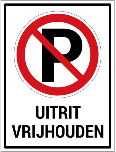 Uitrit vrijhouden bord met tekst | gecoat dibond materiaal | 20 x 15 cm