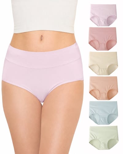 Geweo ondergoed dames - slip katoen - hoge taille - Zacht - Ademend - Uitrekbaar - 6-Pack - S