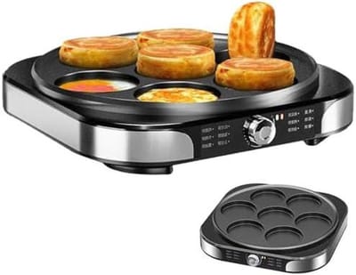 Elektrische Pannenkoekenpan - Crêpe Maker - Snelle Maaltijden Maken - Grote Antiaanbakplaat - 40 cm - Zilver