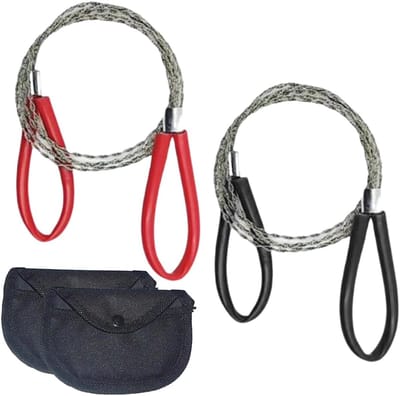 2 stuks roestvrijstalen kabelzaag, draadzaag met lussen, handkettingzaag, klein, handig, snel op te bergen, overlevingsuitrusting voor camping, tuin, outdoor, 77 cm