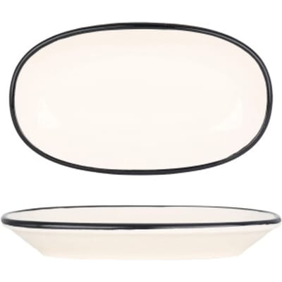 Bonna Serveerschaal - Linea Black - Porselein - 15x8.5 cm - set van 4
