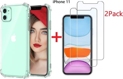 Ntech hoesje Geschikt voor iPhone 11 Anti Shock Hoesje + 2X Screenprotector