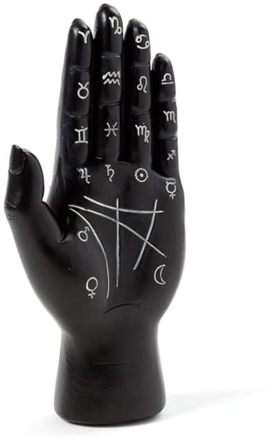 Zwarte Mantra Hand – Tarot Handpalm Beeld – Decoratief Kunsthars – 15 cm