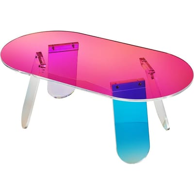Acryl Salontafel, Iridescent Acryl Bijzettafel, 13,8 inch hoog Kleurrijke Acryl Bijzettafel, voor Koffie, Drank, Eten, Snack gebruikt in Woonkamer,