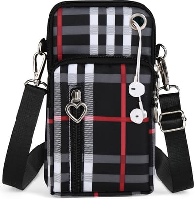 Draagbare Schoudertas voor Mobiele Telefoon van Nylon met Hoofdtelefoon Ingang - Mini Crossbody Tas voor Smartphones tot 7 Inch, Ideaal voor Dagelijks Gebruik en Reizen