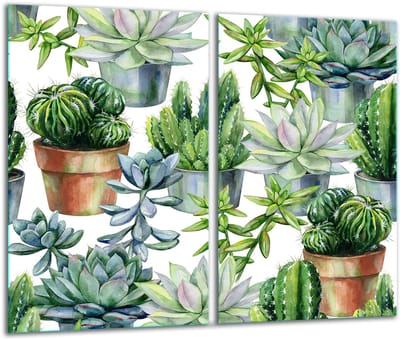 TMK ArtDeko - Kaktus Serie - Glazen Snijplank - 30x52cm - Inductieveilig
