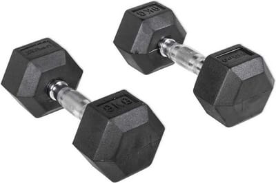 Olive Rubber Hex 9kg Dumbbell 2 Eenheden Zwart,Zilver 9 kg