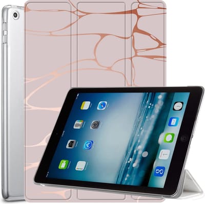Hoes geschikt voor iPad 2017 / 2018 9.7 inch - Trifold Book Case Kunstleer Tablet Hoesje Marmer Roze