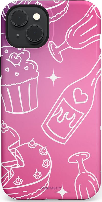 Casetastic Hoesje Geschikt voor Apple iPhone 15 Plus Magsafe - Stijlvolle Beschermende Duo-layer Case - Roze Gebakfeest