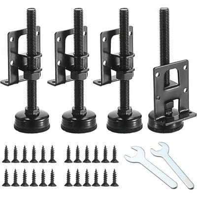 4 stuks Verstelbare Stelvoeten, Zware Meubelstelvoeten, Stelvoeten voor Kasten, Banken, Tafels en Stoelen, T-Draad Moer Kit, Zwart 4-Pack zwart