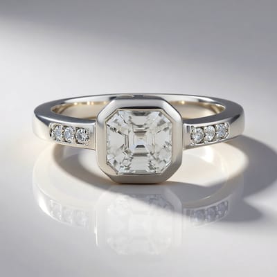 Cavill - Zilveren ring 925 Sterling met 1,71 ct Cambodjaanse zirkoon Asscher geslepen en 0,064 ct witte topaas pavé modern elegant