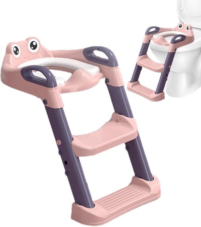 Zindelijkheidstrainingsstoel - Toiletladder kind - Veilig zindelijk worden - Verstelbare hoogte - 1 tot 8 jaar - Roze