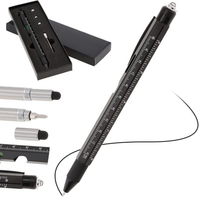 9-in-1 multitool pen - roestvrijstaal multifunctioneel gereedschap met LED zaklamp, schroevendraaier en flesopener